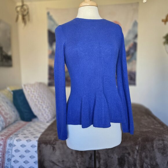 Antonio Melani 100% Cashmere Peplum Sweater Women’s Small Blue Long Sleeve Soft - Picture 2 of 12